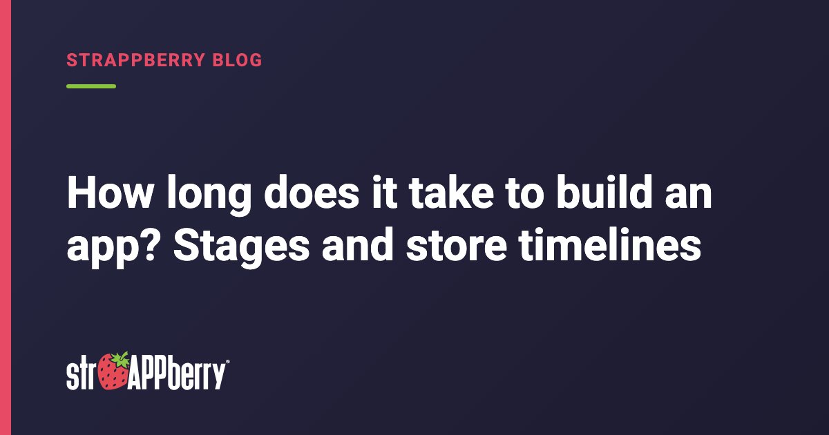 Strappberry blog cover on a navy background: How long does it take to build an app?